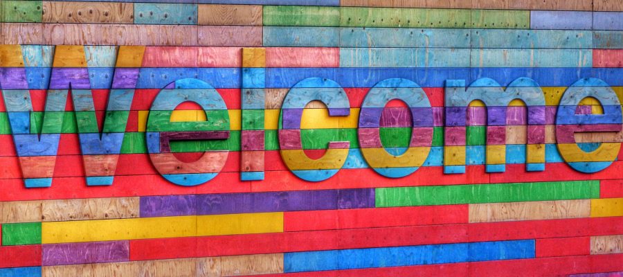 Blick auf Schriftzug Welcome
